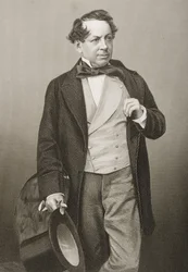 John Baldwin Buckstone (1802-79) gegraveerd door D.J. Pound van een foto, uit 
