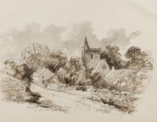 Kewstoke Kerk en Dorp, Weston Super Mare, Somerset, 1882