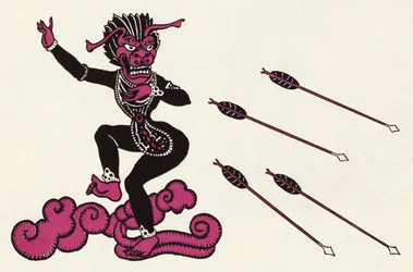 Versiering voor het verhaal van Aladdin en de wonderlamp (kleur litho)