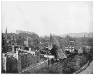 Edinburgh en het Scott Monument, eind 19e eeuw