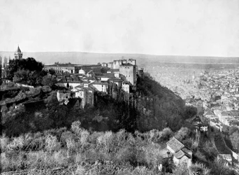 Uitzicht op het Alhambra, Granada, Spanje, 1893