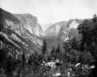 Yosemite Valley vanaf Artists Point, Californië, VS, 1893