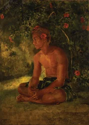 Schets van Maua, Apia. Een van onze bootbemanning, 1891