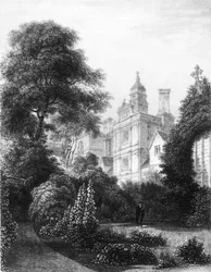 Caius College vanuit de Fellows Gardens, ca. 1837