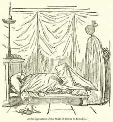 Verschrikkelijke verschijning van de schaduw van Remus aan Romulus