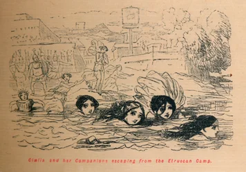 Cloelia en haar metgezellen ontsnappen uit het Etruskische kamp, 1852