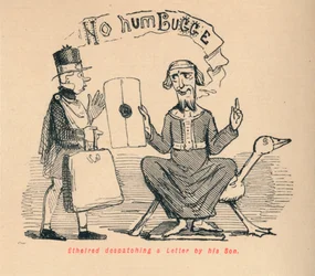 Ethelred die een brief verzendt door zijn zoon, ca. 1860