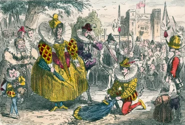 Koningin Elizabeth en Sir Walter Raleigh