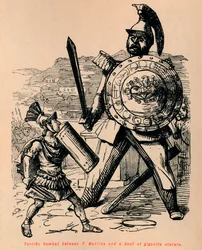 Geweldig gevecht tussen T Manlius en een Galliër van gigantische gestalte