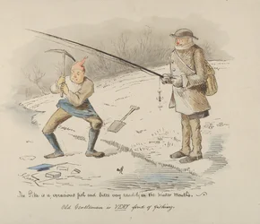 De Snoek is een vraatzuchtige vis en bijt gemakkelijk in de Wintermaanden-Oude Heer..., 1830-64