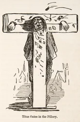 Titus Oates in de schandpaal, uit The Comic History of England, gepubliceerd 1864
