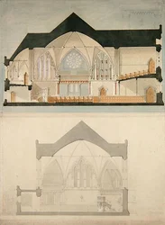 Zijaanzicht van Trinity College Church, Edinburgh