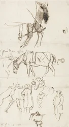 Studies van paarden, mannen en koetsen, 1811