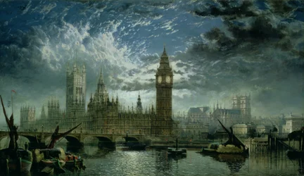 Een Uitzicht op Westminster Abbey en het Parlement, 1870