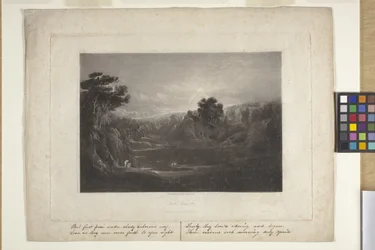 Paradijs - Adam en Eva - De ochtendzang (mezzotint)
