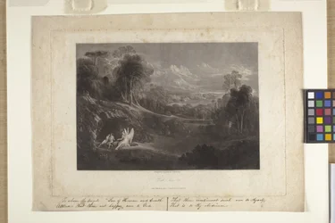 Rafaël in gesprek met Adam en Eva (mezzotint)