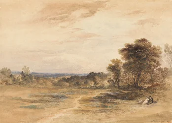 Landschap met verliefd stel