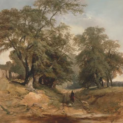 Een landschap met een ruiter
