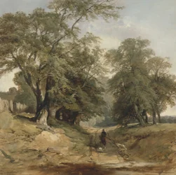 Een landschap met een ruiter