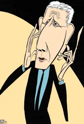Jonathan Miller, karikatuur door John Minnion