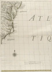 Een kaart van de Britse en Franse gebieden in Amerika, 1756