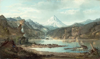 Berglandschap met indianen, 1870-75