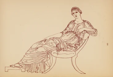 Oud-Grieks vrouwelijk kostuum (litho)