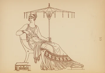 Oud-Griekse vrouwelijke kleding (litho)