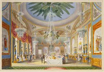 De banketzaal in het Royal Pavilion, Brighton, 1826