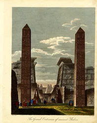 De hoofdingang van het oude Thebe