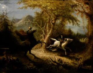 De Onthoofde Ruiter Achtervolgt Ichabod Crane