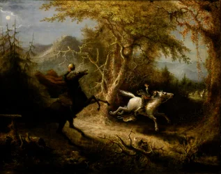 De Onthoofde Ruiter Achtervolgt Ichabod Crane