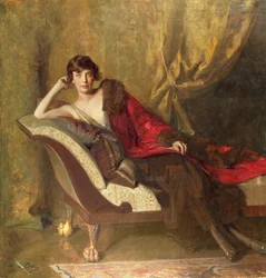 Gravin Michael Karolyi, liggend in een divan, 1918