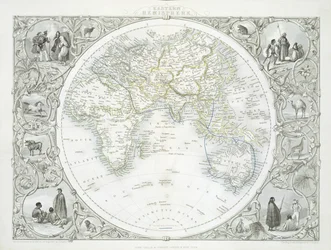 Oostelijk Halfrond, uit een Serie Wereldkaarten gepubliceerd door John Tallis und Co., New York und London, 1850s