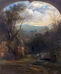 Het originele schets voor de grote trap in Newstead Abbey, Nottinghamshire, 1832