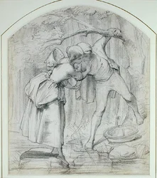 De oversteek, ca. 1860 (potlood op bord)
