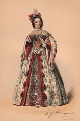 Emily Hertogin van Beaufort in kostuum voor Queen Victoria