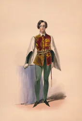 Gast in kostuum voor Queen Victoria