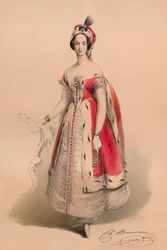 Gast in kostuum voor Queen Victoria
