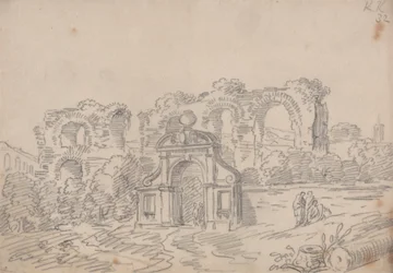 Barokke boog en Romeinse aquaductruïnes