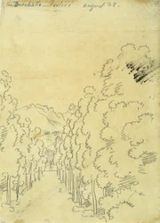 Boslandschap, uit een album met traceringen