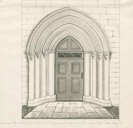 Uttoxeter Kerk - Zuiddeur: pen en wassing tekening, nd [?midden 19e eeuw]