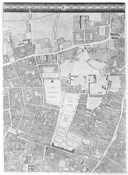 Een kaart van Moorfields en Hoxton, Londen, 1746