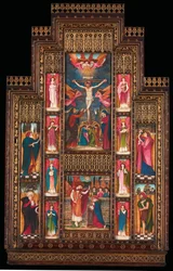 Ontwerp voor reredos in de Heilige Drie-eenheidskerk, Florence, in gotisch revival frame door Bernini van Florence