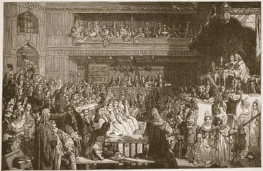 De vrijspraak van de zeven bisschoppen, 1688, illustratie uit 
