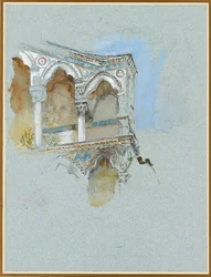 Studie van Pisan Gotiek, Deel van de gevel van San Michele in Borgo, Pisa, 1 juli 1890