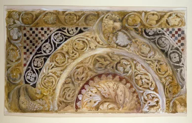 Studie van een paneel op de doopvont van de doopkapel, Pisa