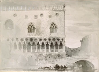 De buitenkant van het hertogelijk paleis, Venetië, 1852