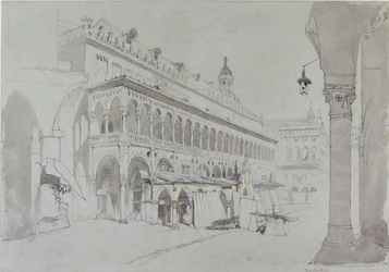 Het Palazzo della Ragione en Piazza delle Erbe, Padua, mei 1841