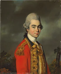 Portret van Luitenant-generaal Sir James Duff, halflang, in militair uniform, 1771